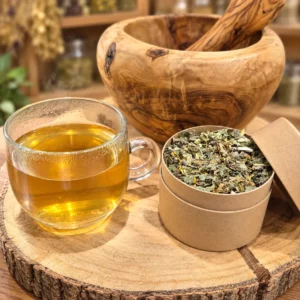 Infusion personnalisée préparée à l’herboristerie Mauvaises Herbes à Petite-Chapelle